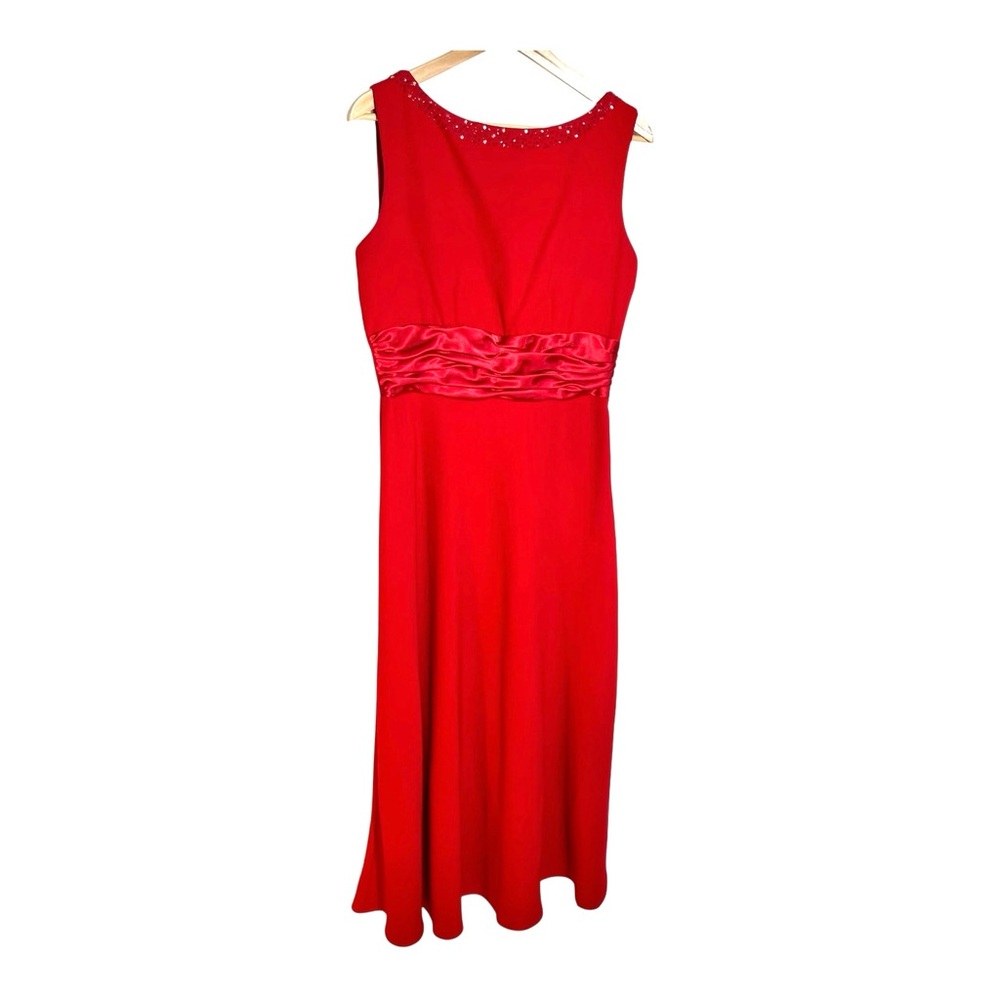 Red Beaded Gorgeous Holiday Formal Dress • Positive Attitude • Size 10 •